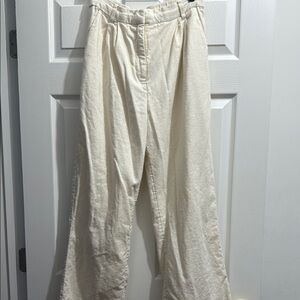 Abercrombie Cream Linen Wide-Leg Pants